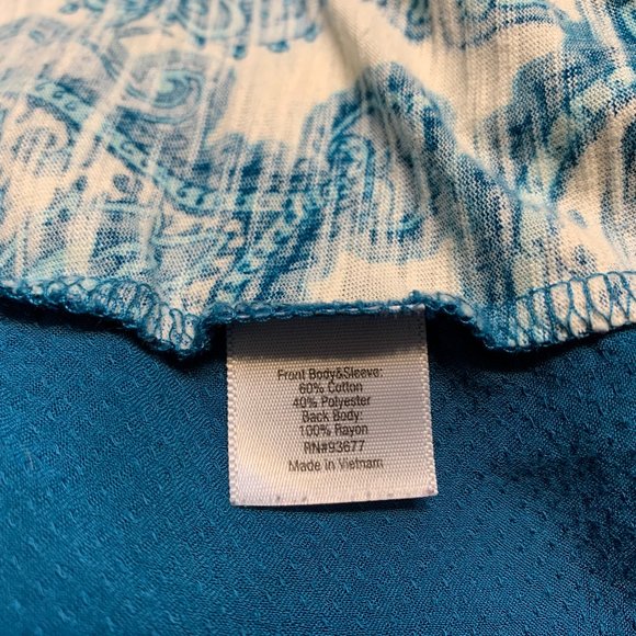 St John's Bay 2X Teal & White Floral Tunic with Teal Back - Picture 9 of 9